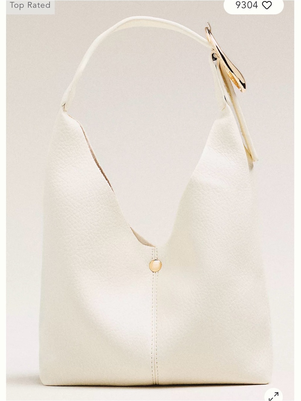 Anthropologie mini Cream Hobo Shoulder Bag with Gold Accent
